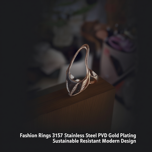 Fashion <b>Rings</b> 316L Stainless Steel PVD Gold Plating Sustainable Resistant Modern Design - Product Image 3