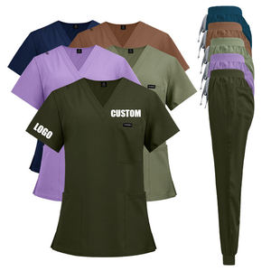 Uniformes Médicos Hospitalarios Transpirables Más Vendidos para <span class=keywords><strong>Mujer</strong></span>, Conjuntos de Uniformes de Enfermería de Manga Corta con Bordado Personalizado - Product Image 2