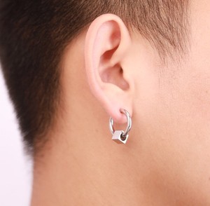Boucles <span class=keywords><strong>d</strong></span>'oreilles pour hommes, boucles <span class=keywords><strong>d</strong></span>'oreilles en acier inoxydable noir, mode hip hop, bijou pour hommes - Product Image 2