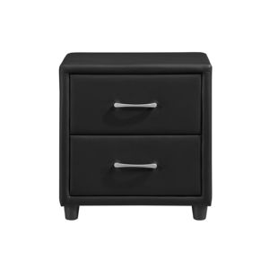 DB Contemporary, 1 pieza, mesita de noche, piel sintética negra duradera con tiradores de barra de tono plateado, muebles elegantes - Product Image 3