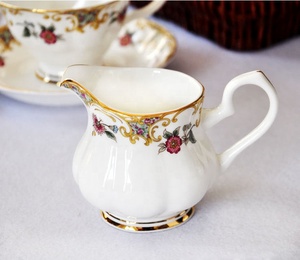 Elegance gold rimed flower design teiera set bone china 15 pezzi set da caffè in porcellana - Product Image 3