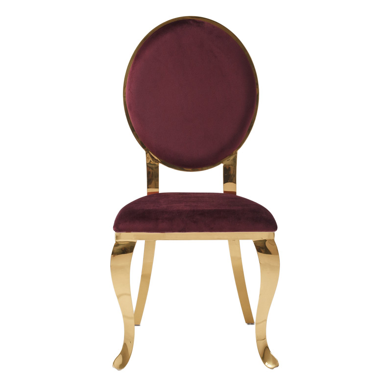 Высококачественное банкетное кресло для отелей, золотой бархатный обеденный стул из нержавеющей стали красного цвета