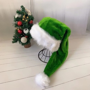 Chapeau de Père Noël en gros, hauteur 75 cm, luxe, adulte, noir, violet, vert, bleu, rose, rouge, velours pelucheux, chapeau de Noël - Product Image 5