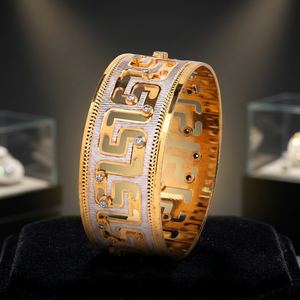 กำไล CNC Kada ชุบทองสองสีเครื่องประดับแฟชั่นของขวัญสำหรับโอกาสพิเศษของเธอทองแดงและทองเหลือง chapado En Oro de DOS tonos - Product Image 4