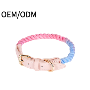 Collier en corde de coton fabriqué à la main pour chiens en cuir réglable hypoallergénique doux renforcé parfait pour l'entraînement quotidien des promenades - Product Image 1