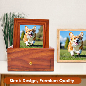 Wooden Pet Memorial <b>Urn</b> Rectangle Cremation Box With Photo Frame For <b>Cats</b> And Dogs Durable Tree Material - Product Image 2