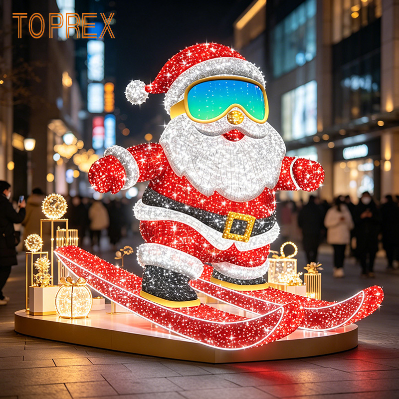 Red Skiing Santa Claus