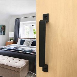 WEKIS <b>10</b>" <b>12</b>'' Matte Black Frosted Modern Barn Door Handle Pull Set Steel Hardware for Warehouse Workshop Apartment Sliding - Product Image 6