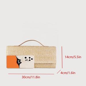 กระเป๋าคลัทช์จากฟางข้าวออกแบบทันสมัยสำหรับ <span class=keywords><strong>FSP650</strong></span>กระเป๋าชายหาดสไตล์โบโฮซองกระเป๋าสตางค์สายโซ่สะพายไหล่คาดลำตัวสำหรับฤดูร้อน - Product Image 6