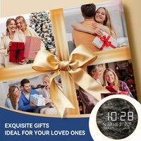 Horloge murale intelligente avec alarme, affichage LED numérique moderne, date, rétroéclairage, grand écran LED, horloge murale en bois avec télécommande