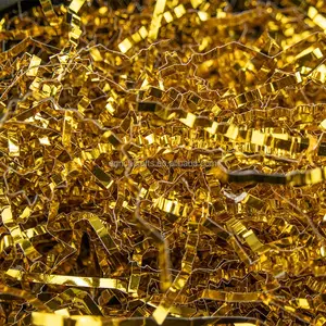 Shiny Metal Gold rafia Foil dipencet kertas kotak hadiah parutan kertas 100G emas Crinkle memotong kertas logam kotak hadiah pengisi