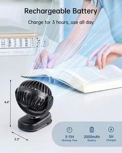 Mini ventilateur portable à clip, 3 vitesses, rafraîchissant, mignon, petit, pour bureau, essentiel pour bébé, alimenté par batterie, pour poussette - Product Image 6