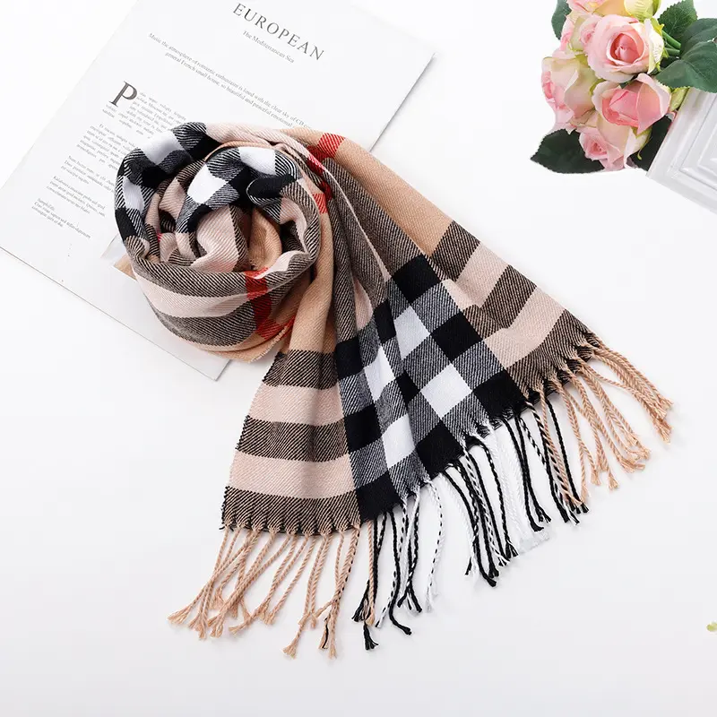 Luxury Shawl Scarf Pashmina Imitatie Cashmere Winter Long Warm Tassel Designer Scarf Women