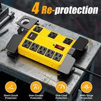 Stop Kontak Ekstensi 8 Lubang dengan Proteksi Lonjakan 2000 Joule, USB-A, USB-C, Casing Logam, Bersertifikasi ETL 15A, Kabel 6FT untuk