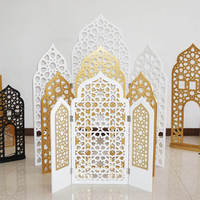 Nouvelle décoration islamique pour la maison, cadeau du Ramadan, art mural pour la chambre, silhouette de mosquée islamique, support en bois peint