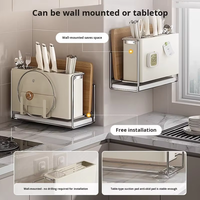 Porte-couteaux multifonctionnel en métal, support pour couvercles de casseroles, étagère de rangement de cuisine durable, installation à deux voies