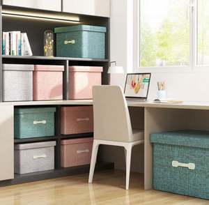 Washable Linen Fabric Clothing Storage Bins <b>Collapsible</b> Storage Cubes Organizer for Bedroom Closet Office - Product Image 3