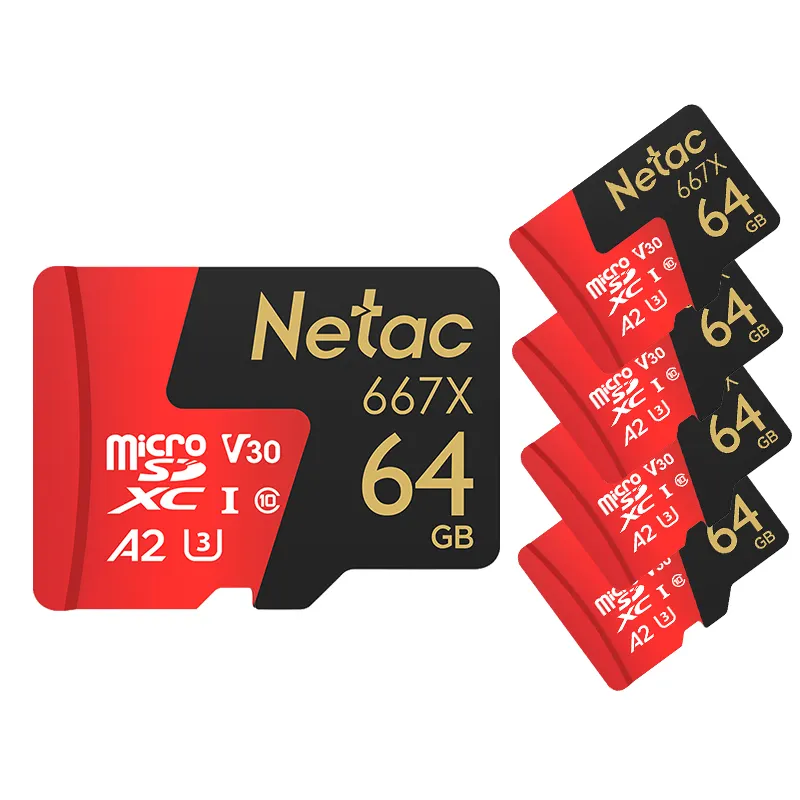 Netac 64 جيجابايت فئة 10 عالية السرعة A2 V30 SD بطاقة TF بطاقة ذاكرة أسود راد OEM اللون كاميرا رقمية كبيرة السعة