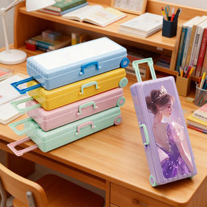 Étui à crayons personnalisé en forme de valise - Surface vierge imprimable par transfert thermique, papeterie portable multicouche - Product Image 6