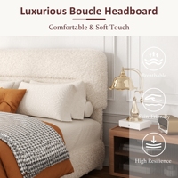 Cadre de lit convertible moderne en velours crème, réglable et pliable, style nuage, taille Queen, plateforme, doux, confortable, luxueux