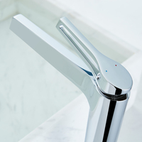 Robinet de lavabo moderne en laiton brossé doré non revêtu, monotrou, pour eau chaude et froide, à poser sur le comptoir