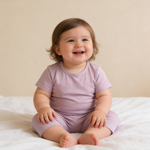 Ensemble de pyjama d'été uni léger à manches courtes en soie glacée pour bébés filles et garçons, vêtements d'intérieur doux et respirants - Product Image 5
