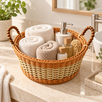 Panier de rangement ovale tressé écologique avec poignées robustes pour le linge, les jouets et l'organisation domestique - Bestseller