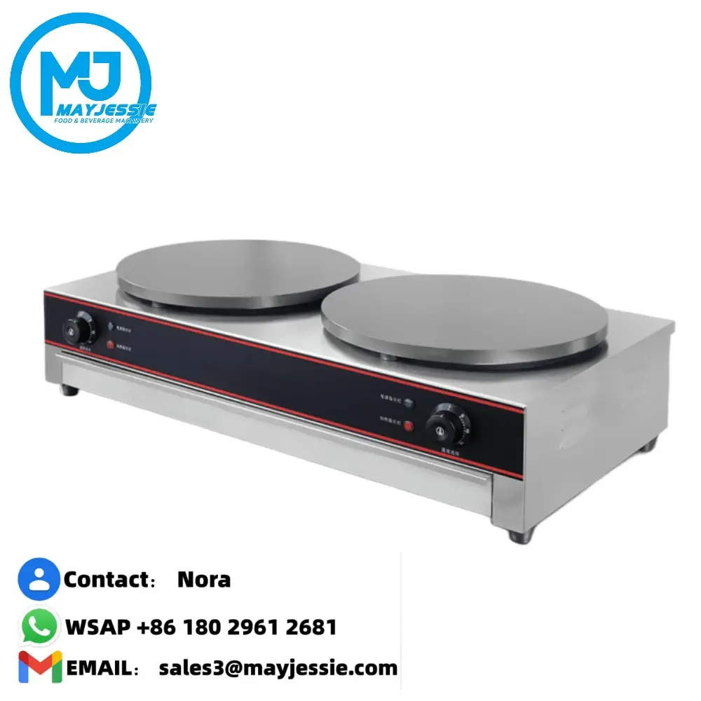 Máquina comercial para hacer crepes, máquina de Gas para hacer tortitas, doble placa