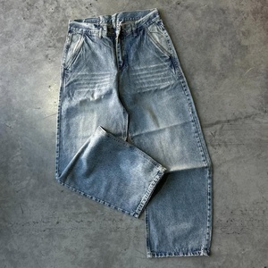 Vaqueros de mezclilla holgados de corte bajo, estilo urbano, vintage, con lavado ligero y rasgados, de pierna ancha y ajuste holgado, de alta calidad y personalizados para hombre. - Product Image 4