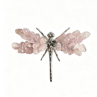 Figurine de libellule en éclats de cristal naturel, pierre de guérison faite à la main, ornement de libellule pour la décoration de la maison et du bureau, vente en gros