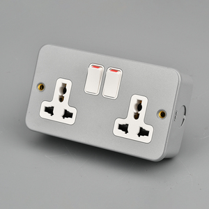 Tùy chỉnh kim loại mạ ổ cắm thép không gỉ tường thiết bị chuyển mạch đôi phổ Ổ Cắm Anh EU chúng tôi cho ngành công nghiệp sử dụng - Product Image 2