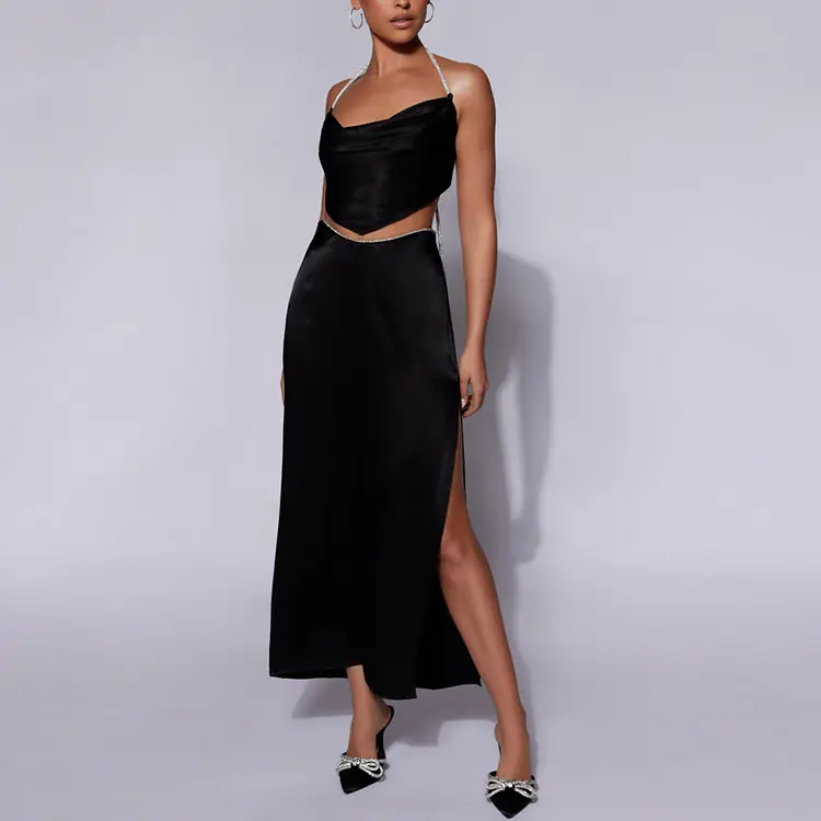 Black prom dinner dresses women maxi sexy designer dresses famous brands satin backless maxi dress for evening 2023