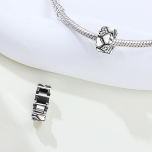 Hebilla de posicionamiento en forma de corazón de doble fila de latón blanco, estilo exclusivo y de alta gama, accesorio colgante DIY para pulsera de mujer - Product Image 5