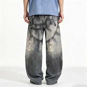 Nuevos Pantalones Vaqueros Holgados Estilo Hip-Hop para Hombre, con Estampado de Grafiti, Rotos y con <span class=keywords><strong>Letras</strong></span> - Product Image 3