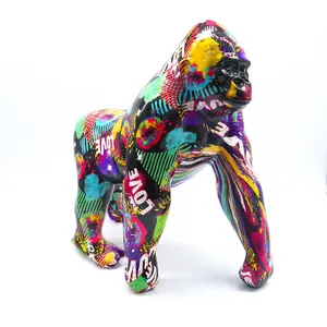 Escultura de estatua de gorila resina colorida artesanía creativa Impresión de transferencia de agua