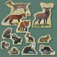 Ensemble de figurines d'animaux de la forêt en bois, jouets en bois, figurines d'animaux, jouets éducatifs préscolaires pour enfants