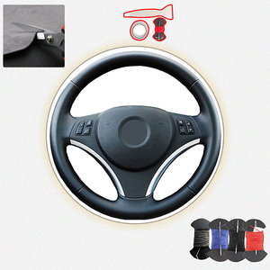 Housse de <span class=keywords><strong>volant</strong></span> de voiture en cuir et daim microfibre modèle personnalisé 38CM pour <span class=keywords><strong>BMW</strong></span> E90 325i 330i 335i <span class=keywords><strong>E87</strong></span> 120i 130i 120d - Product Image 2