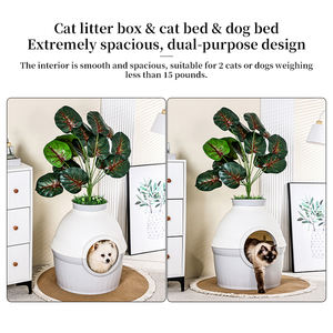 Caja de arena para gatos 3 en 1 con estilo de nuevo diseño y cama para gatos cueva oculta para perros con plantas de imitación caja de arena superior decoración moderna para el hogar - Product Image 3