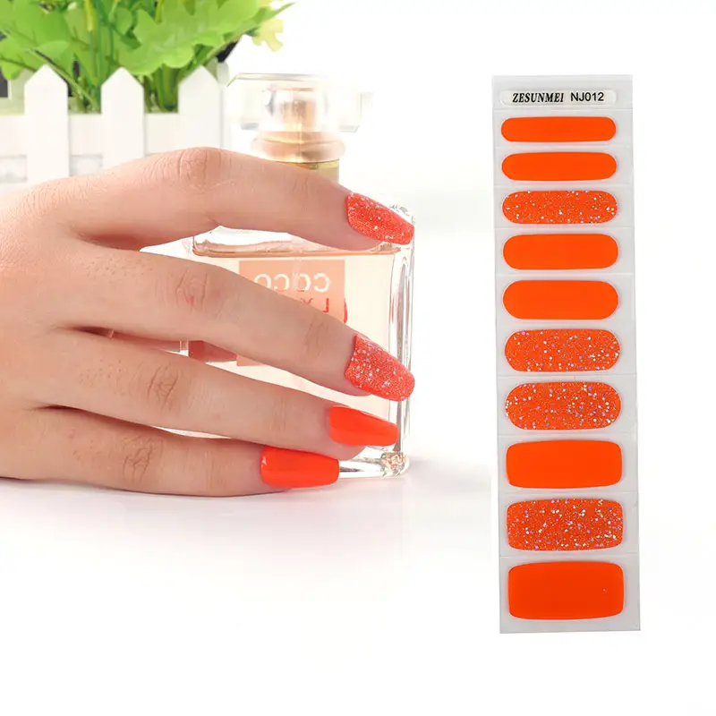 Nueva llegada, fácil de aplicar con las envolturas de uñas de luz UV, tiras de uñas de Gel semicurado de larga duración, transparente Popular