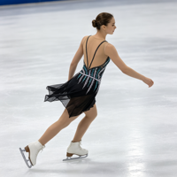 Robe de patinage artistique sans manches noire et verte à dos en V, en tissu maillé avec strass pour enfants et adultes, pour compétition et performance sur glace