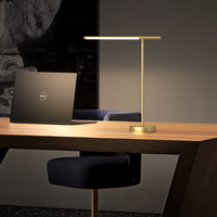 Lámpara de Escritorio LED Escandinava de Latón Macizo, Brazo Oscilante Ajustable, Garantía de 3 Años, 1000 Lúmenes, para Sala de Estar, Oficina, Dormitorio