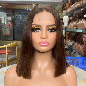 Peluca de Cabello Virgen de 12 Pulgadas con Cutícula Alineada, Super Doble Trama, Liso, Estilo Bob # 4 Cierres Kim de Cabello Humano 2*6, Pelucas con Cierre Kim - Product Image 1