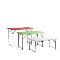 Table de pique-nique moderne en plastique blanc avec structure en fer, pliable et réglable en hauteur, pour la maison, le bureau, l'appartement ou l'hôtel