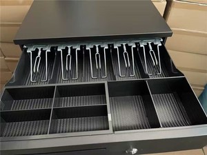 Tiroir-caisse SCPOS CD-405 en métal noir ABS de 405 mm avec 5 compartiments pour billets, 8 plateaux pour pièces, trois fonctions, 12V-24V pour les comptoirs de caisse - Product Image 3