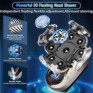 Afeitadora Eléctrica Inalámbrica Recargable 6 en 1 para Hombre, Nueva, de Proveedor de Fábrica, con 9 Cabezales de Afeitado Flotantes 9D, Maquinilla Rotatoria para Cabeza Calva - Product Image 2