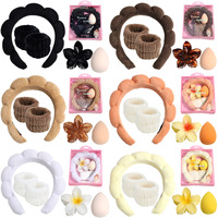 Bandeaux en éponge à bulles en tissu éponge avec logo personnalisé, couleur unie, doux, pour le spa, pour femmes, maquillage, soins de la peau