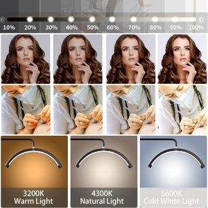 Fosoto Lámpara Multifuncional Dorada de Media Luna para Video y Anillo de Luz para Pestañas, Ideal para Salón de Belleza Facial, Tatuajes, Fotografía y Camas de Pestañas - Product Image 4