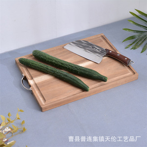Planche à découper en bois massif, planche à découper de cuisine domestique, anti-moisissure, poignée en acier inoxydable, planche à découper double face - Product Image 2