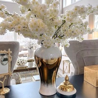 Vase décoratif en céramique moderne de style oriental, vase en platine de luxe, art déco, ornement pour la maison, la chambre à coucher, le salon, la table à manger