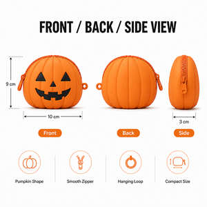 Halloween Pumpkin Silicone Mini Pouch <b>Cute</b> Coin <b>Purse</b> Candy Storage Bag Party Favor Gift for Kids Adults Seasonal Retail Product - Product Image 2